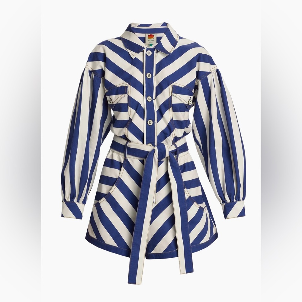 FARM Rio Blue and White Stripe Romper